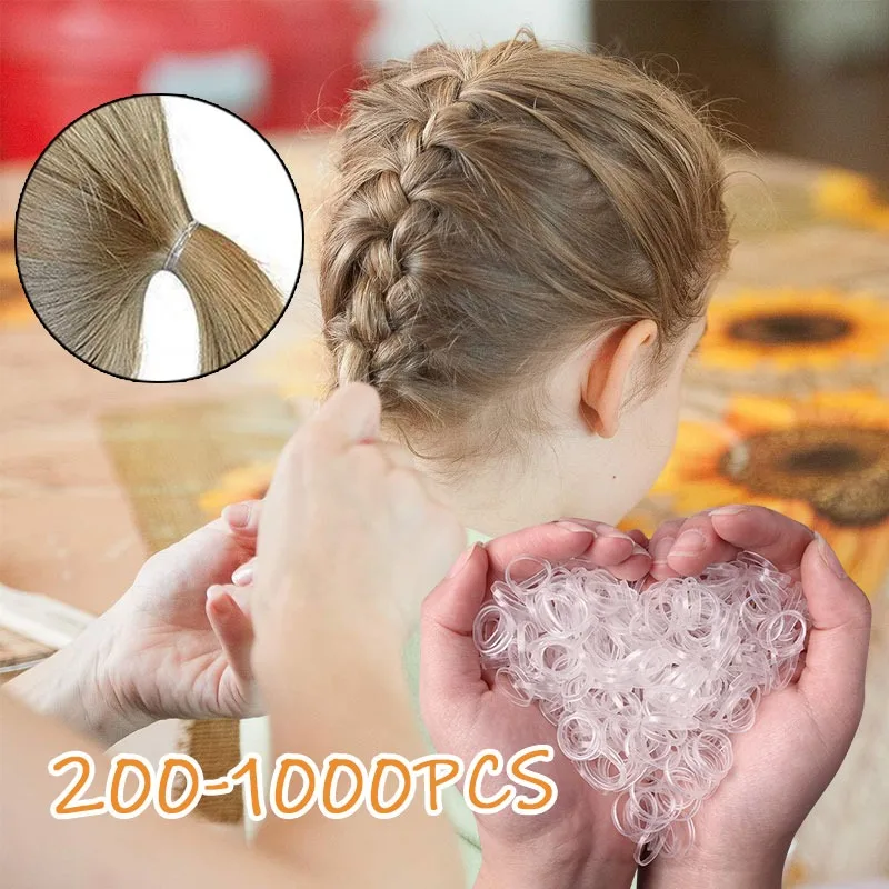 Elastic Bandas De Borracha Transparente para Meninas, Faixa De Cabelo, Titular Rabo De Cavalo, Laços De Cabelo, Bridal Hairbands, Acessórios De Cabelo, 200-1000Pcs