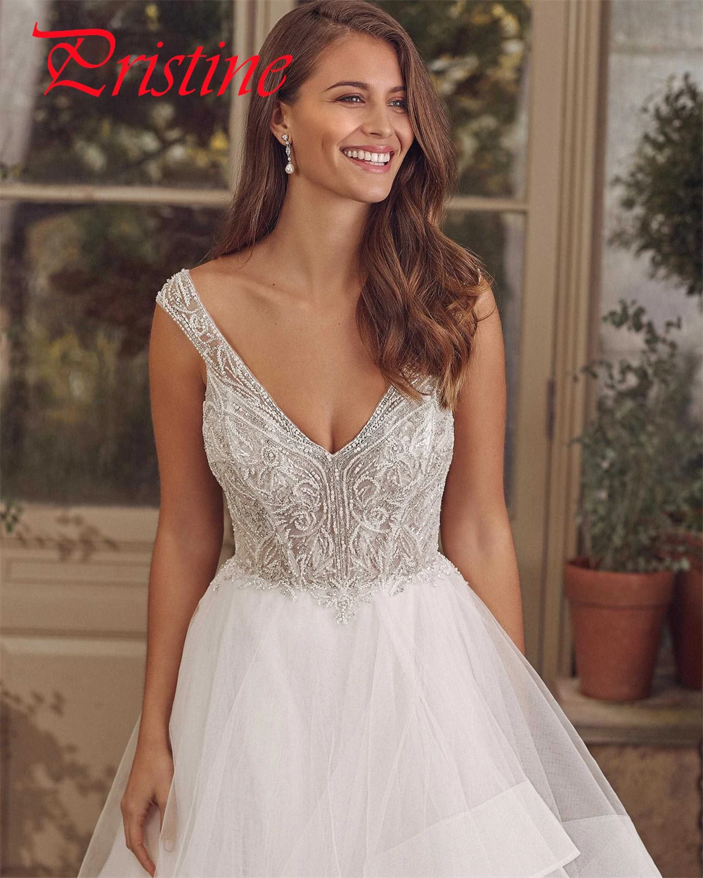 Vestido de casamento de organza branco personalizado, elegante, sem alças, alças espaguete, festa de noiva, botões requintados, costas, vestidos de noiva