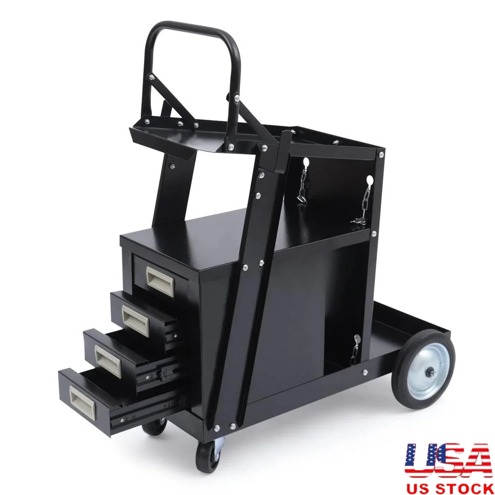 Universal Welding Cart with 4 Drawers Heavy Duty Steel Organizer Welding Equipment