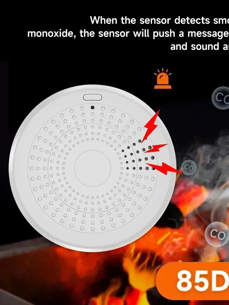 Inteligentny czujnik dymu i tlenku węgla 2w1 WiFi Tuya Smart Life APP Zdalne powiadomienia Alarm dźwiękowy pożaru Czujnik bezpieczeństwa domowego — 2