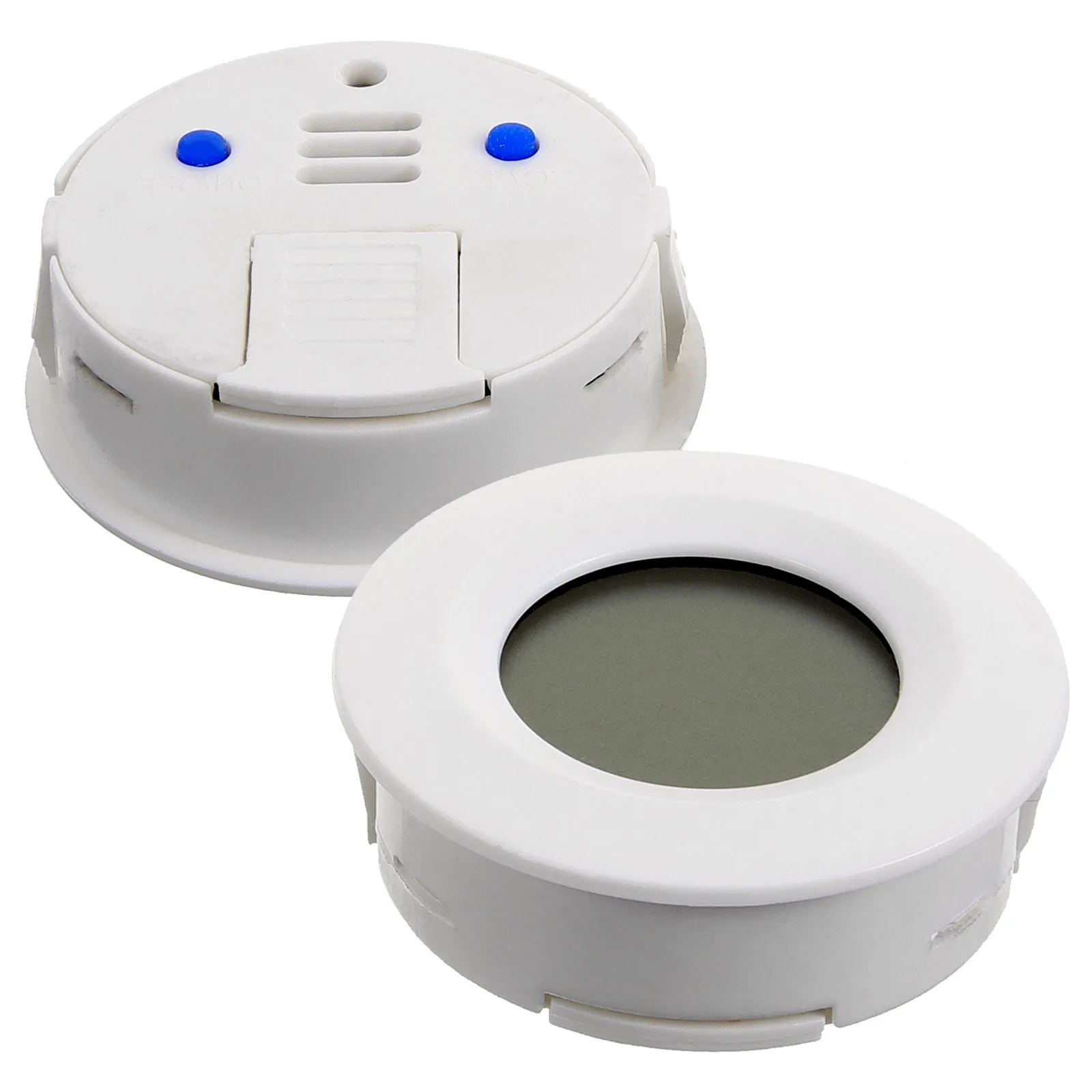Termometro digitale rotondo da 2 pezzi Misuratore di umidità Igrometro di temperatura Supporto da parete portatile per interni per ufficio domestico