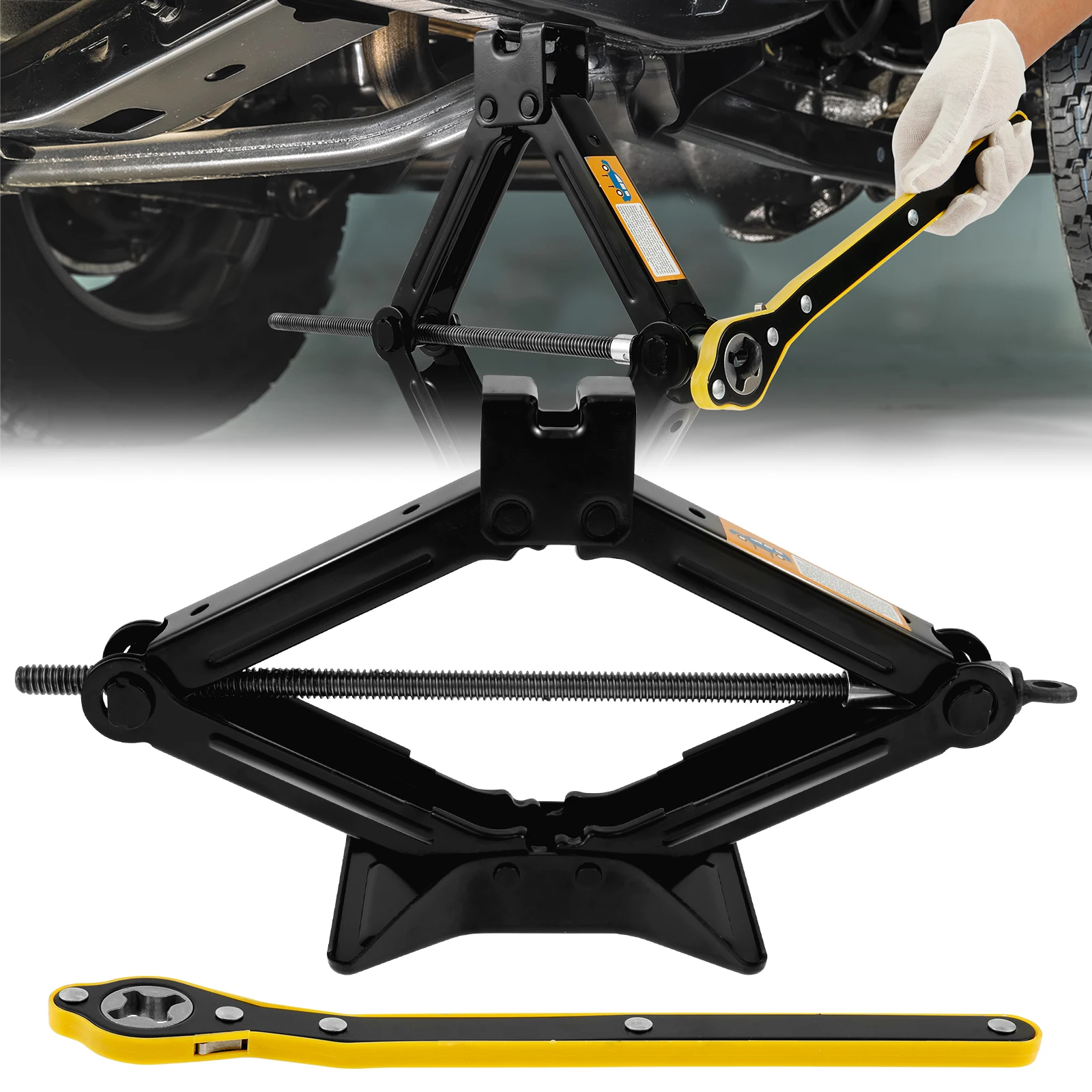 مقص السيارة جاك المحمولة مستقرة عربة جاك الثقيلة الصلب سيارة طقم الطوارئ العالمي لصيانة وإصلاح SUV MPV #1