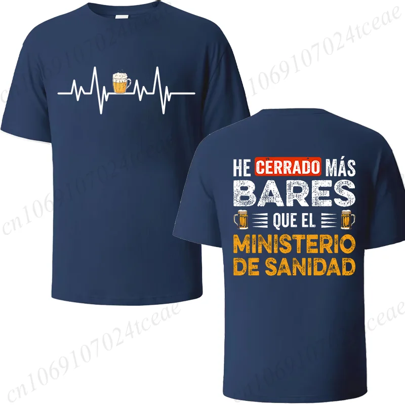 Camiseta de moda para hombre con diseño 'He Cerrado Más Bares', cuello redondo, manga corta, camiseta de cerveza, suave, informal, estilo urbano