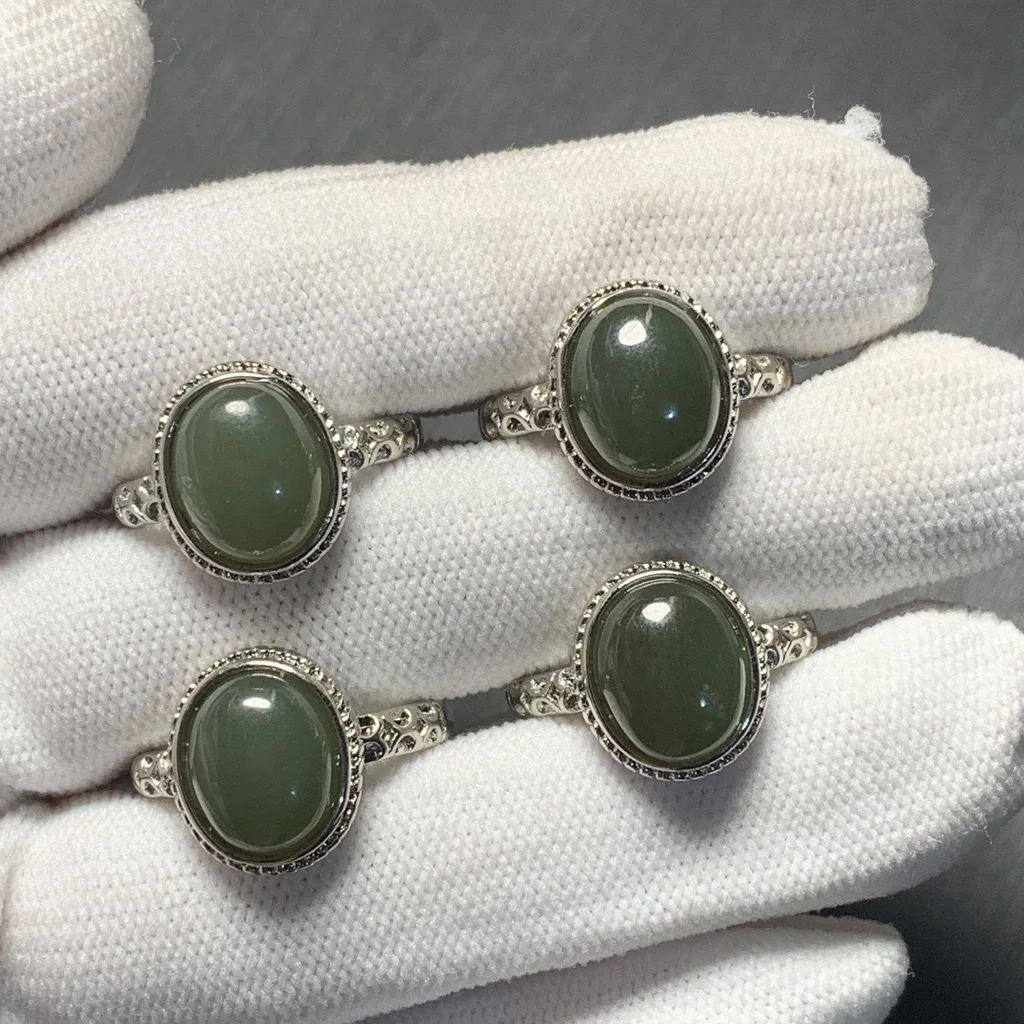 MM Natural Green Jade Ring  Adjustable Female Butterfly Jewelry for Women Gift Wholesale High Quality Vintage Fine
