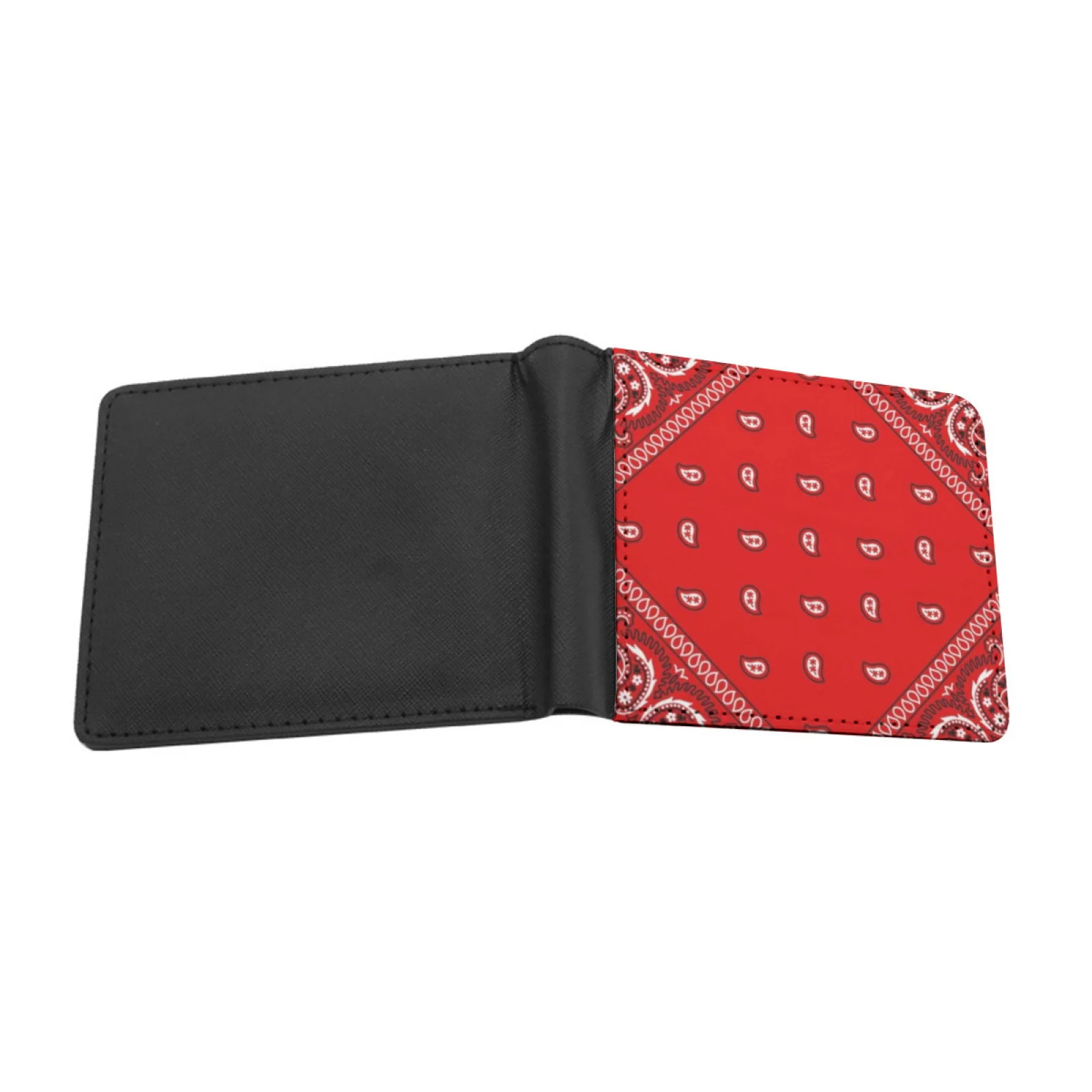 Bandana merah dompet pribadi untuk pria dan wanita kulit Pu dompet saku pendek Bandana merah darah Diagonal samping