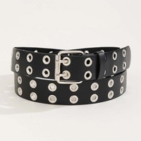 Punk Rivet Belt Goth Style Double Pin Buckle woman Fashion Street Casual Punk Style Pu Leather Waistband for Jeans Y2K Belt