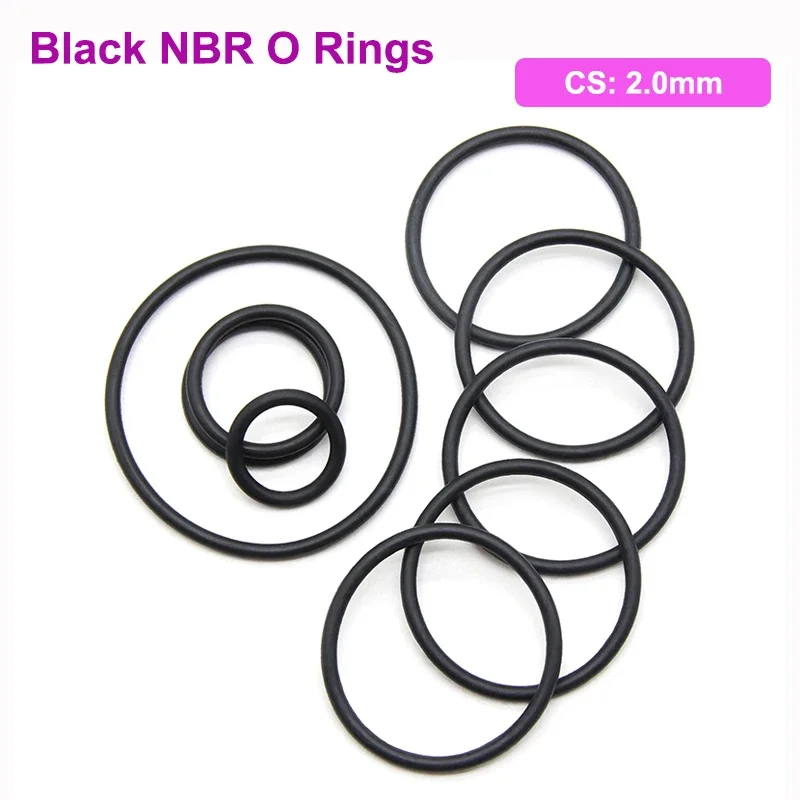 

10/50Pcs Black NBR O Ring Thickness CS 2mm OD 5~150mm Nitrile Rubber Round O Type Corrosion Oil Resist Sealing Washer Gasket