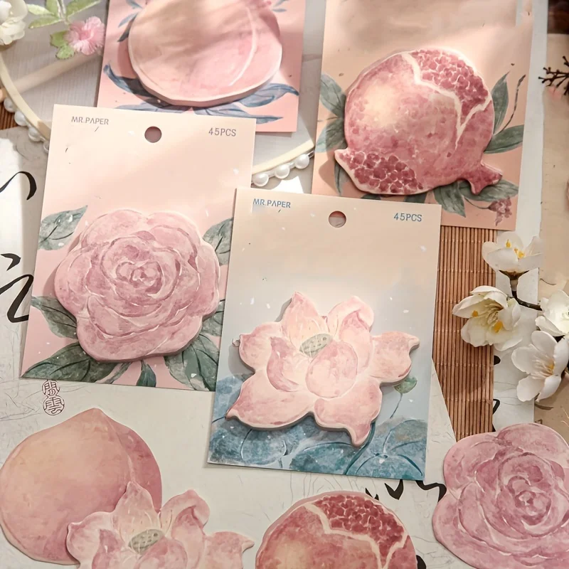 

Sticky Notes Memo Pad Scrapbooking Traditional Chinese Style Flower Printing Office Accessories Korean Stationery