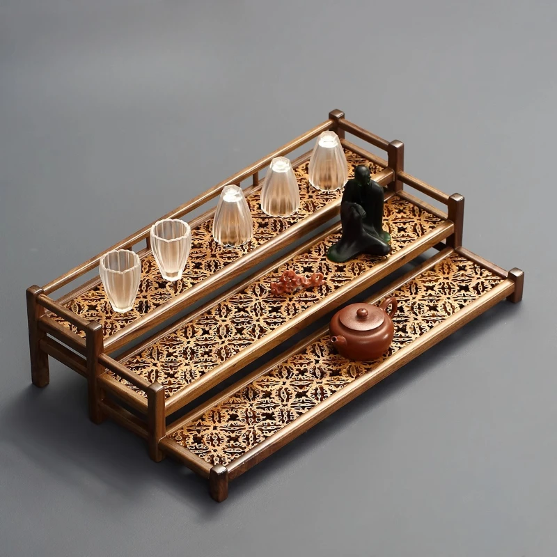 

Walnut walnut holder, three-layer tea cup holder, drying holder, tea tasting tea set storage holder display stand