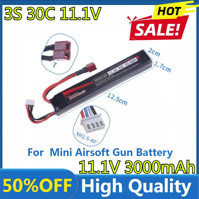 

New RC LiPO Battery 11.1V 3000MAH AKKU Mini Airsoft Gun Battery 3S 30C RC Model Battery with Tamiya/SM Plug High Capacity