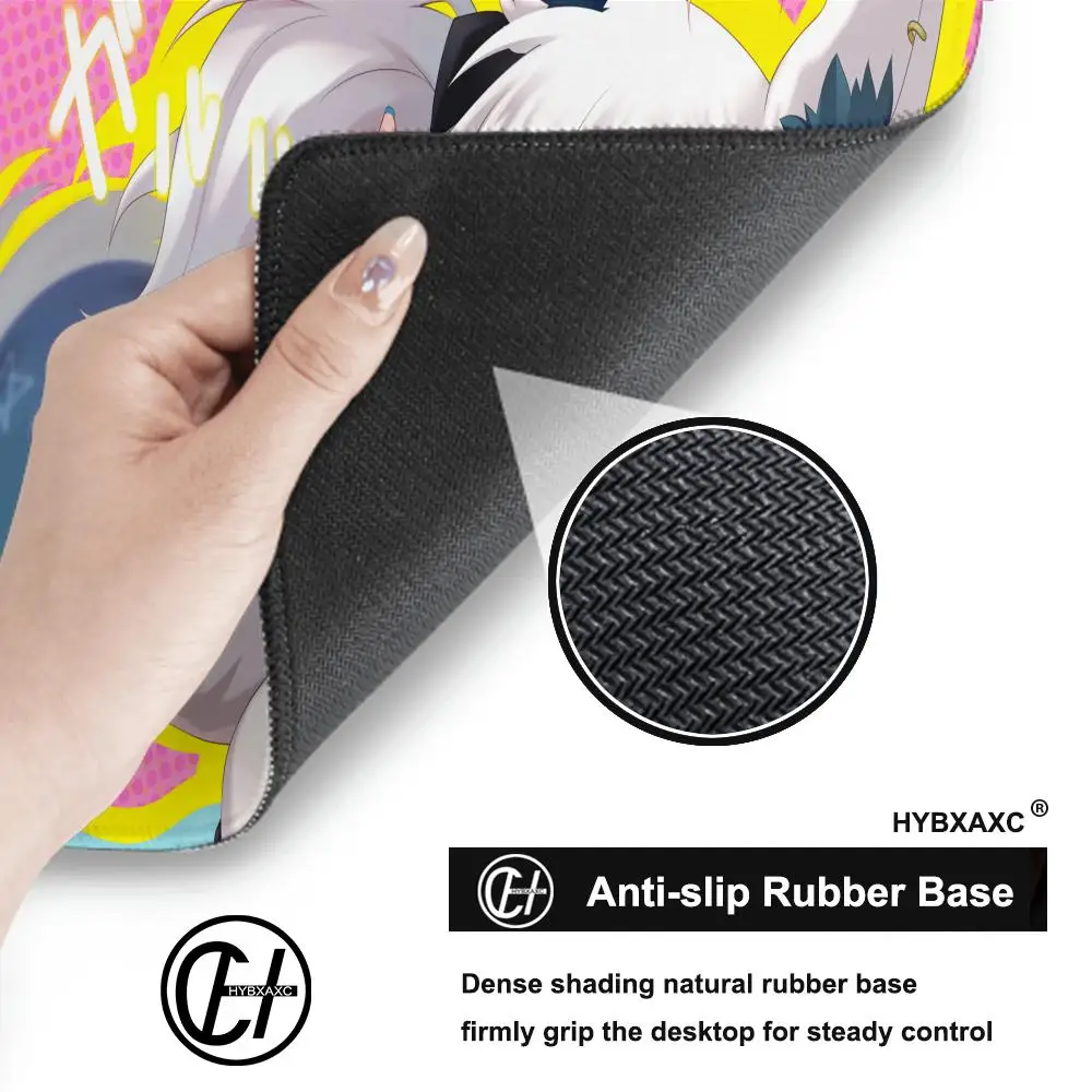 Alfombrilla de ratón Shirakami Fubuki para ordenador portátil Hololive, alfombra para teclado blanco y negro, alfombrilla para ratón de Chica de Anime Kawaii, alfombrilla de escritorio para gabinete de jugador XXL