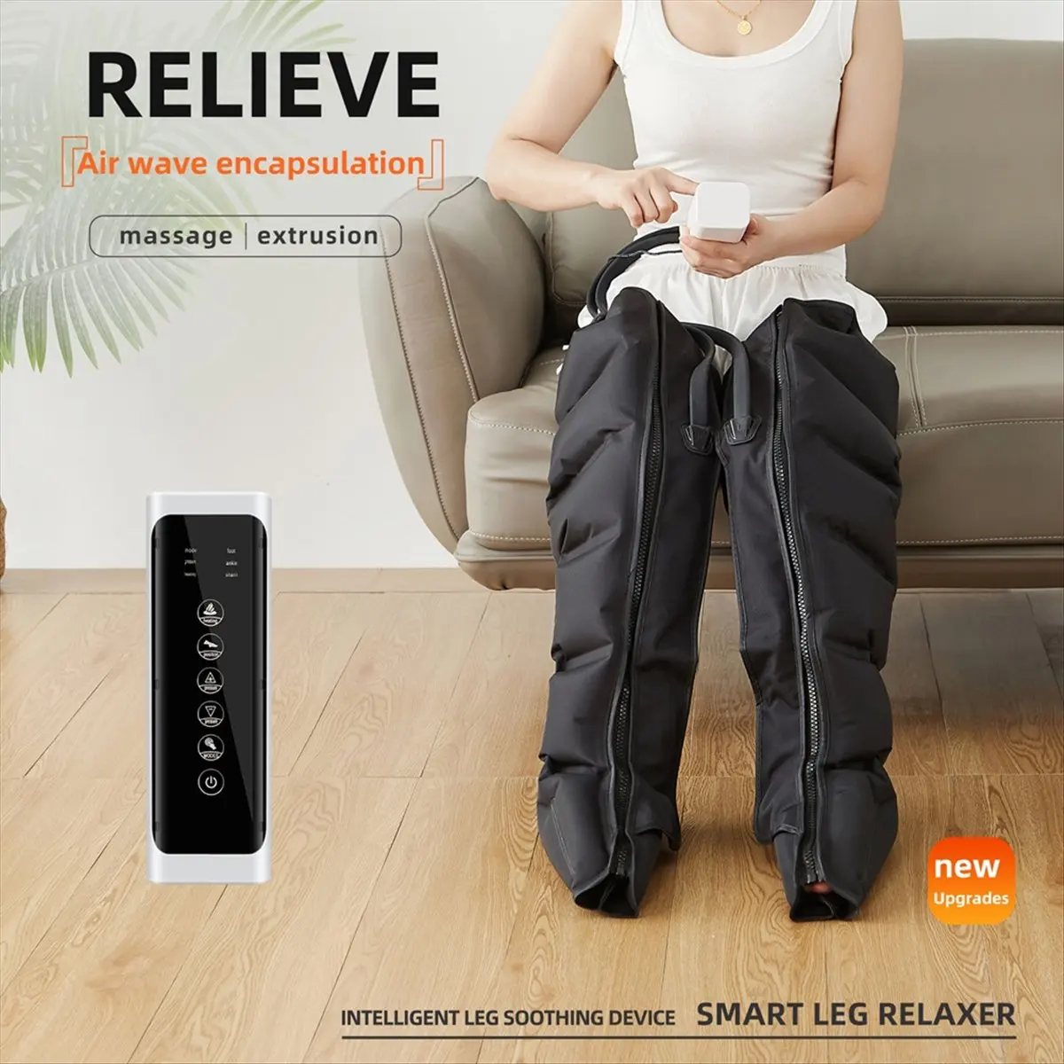 Promotion!Electric Air Pressure Leg Massager Kneading Squeeze Deep Relaxation Calf Foot with Remote Control US Plug