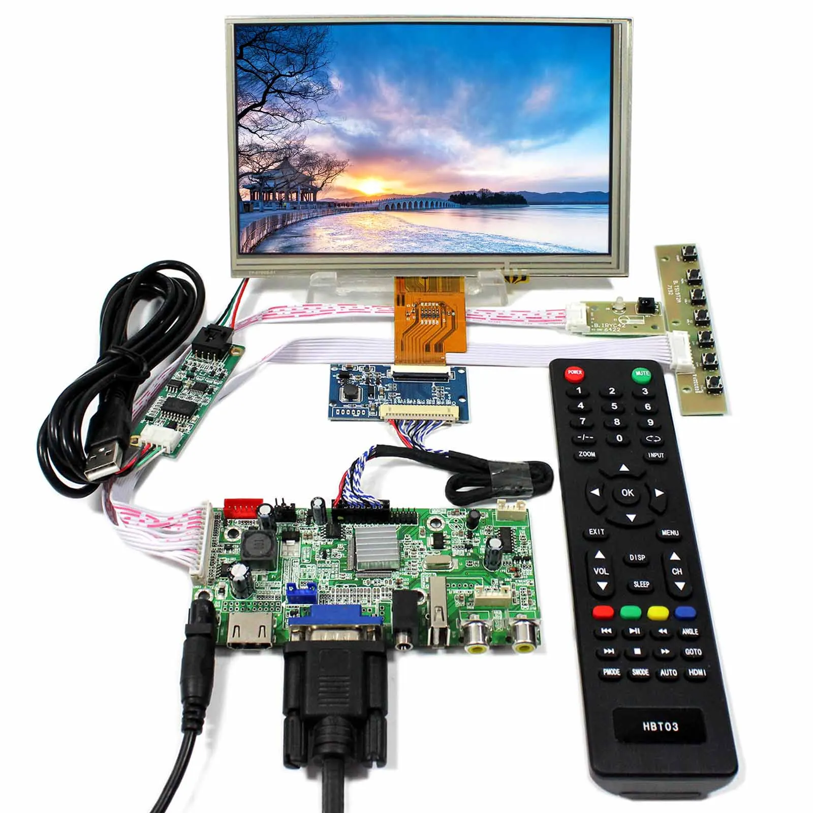 

H DMI VGA AV Audio USB LCD Control Board With 7inch 1024x600 AT070TNA2 Touch LCD Panel