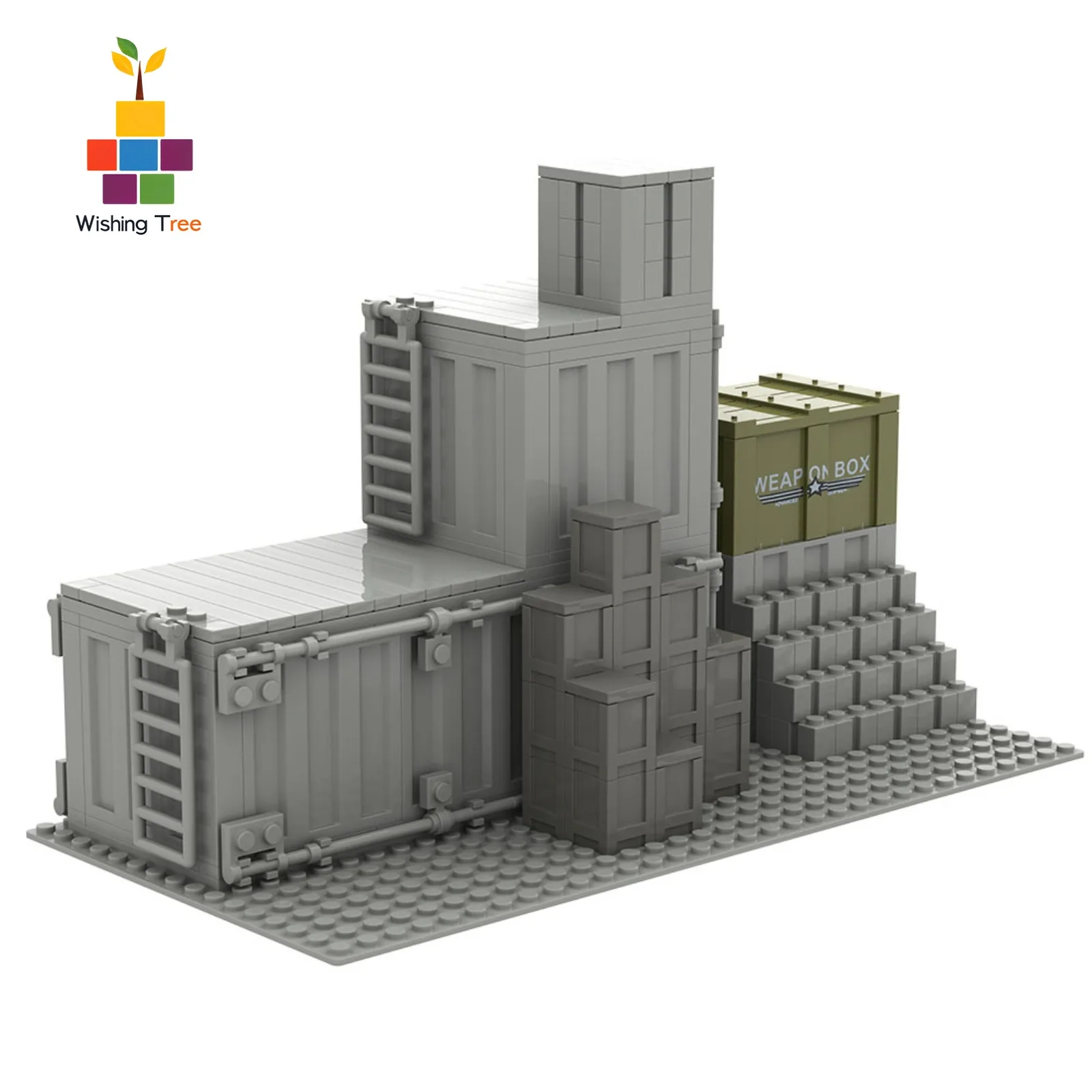 

Military Theme Building Blocks Small Bricks DIY Scene Model Transport Warehouse Base