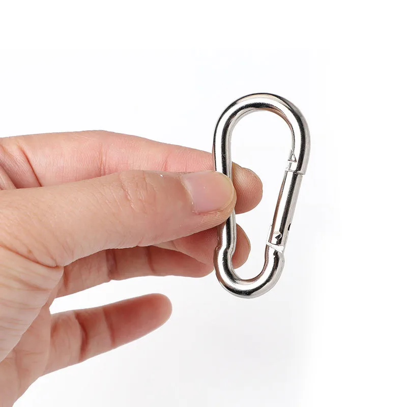 Silver Spring Carabiner Snap Hook Outdoor Camping Keychain Carabiner Clip Buckles Quick Link Lock Ring Hardware Fishing Buckle
