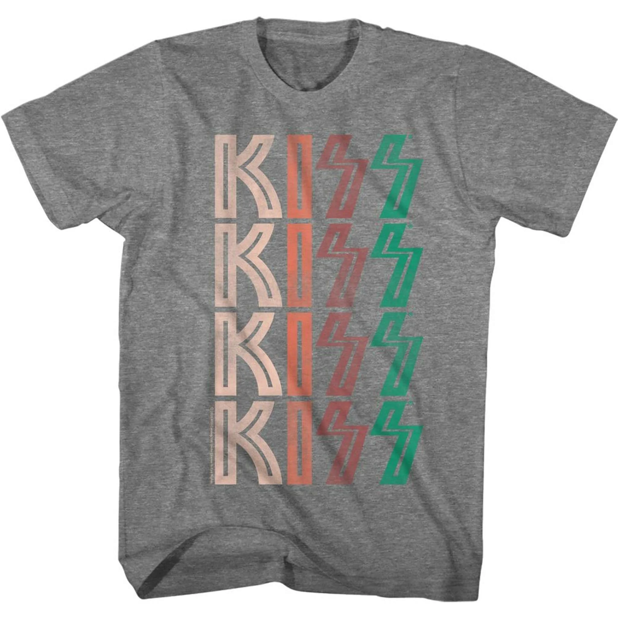 Kiss Washed Out Logo Graphite Heather Adult T Shirt