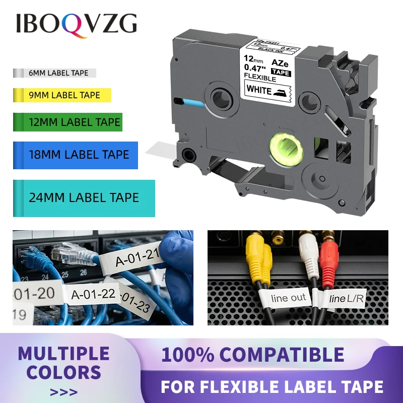 1PK TZeFX231 Compatible Brother 6/9/12/18/24mm Flexible ID Tape TZe FX231 TzeFX221 FX211 FX631 for Brother P-touch Label Maker
