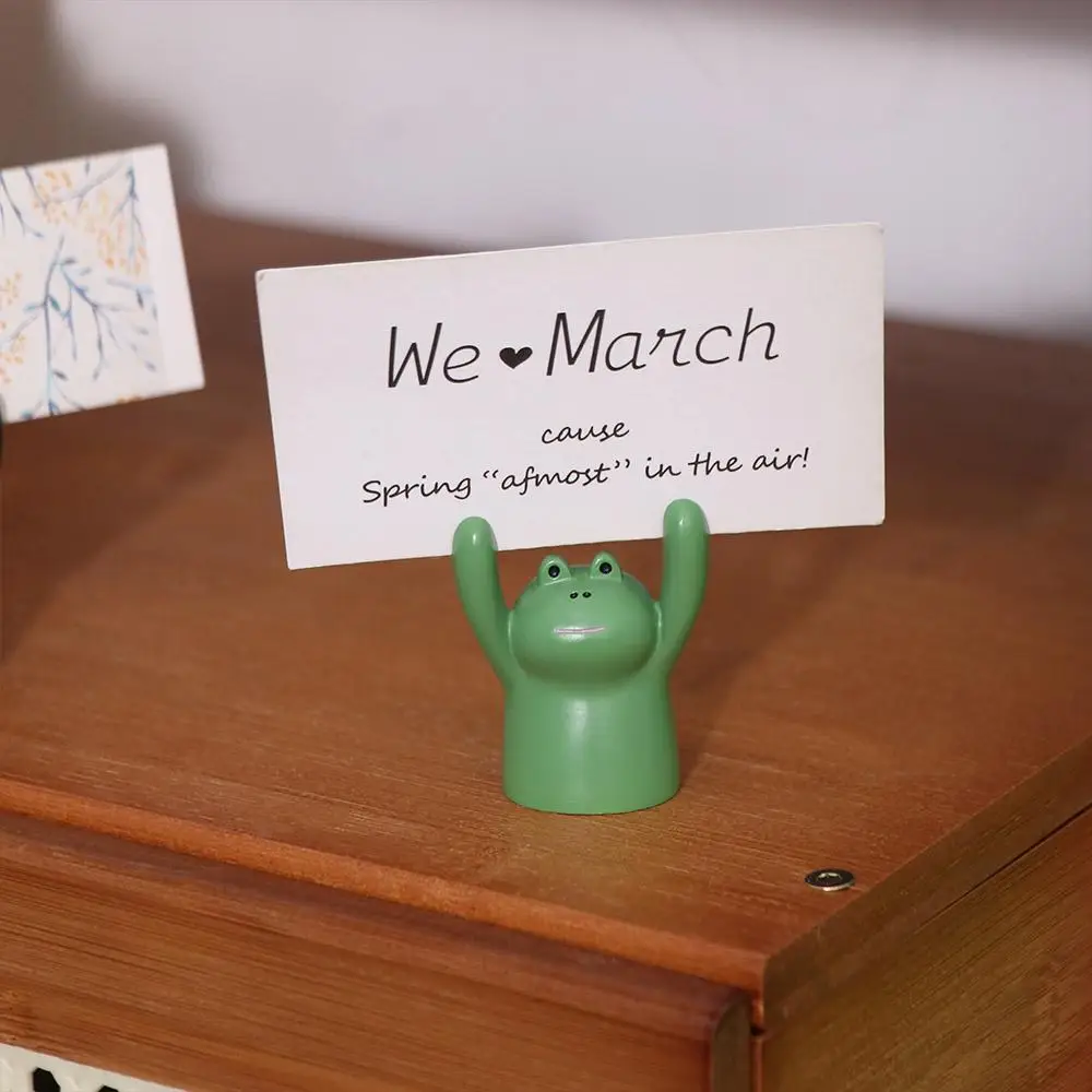 Lovely Messege Desktop Memo Clip Holder Resin Picture Hand Raising Card Clip Piggy Animal Shaped Photo Stander Clip Office