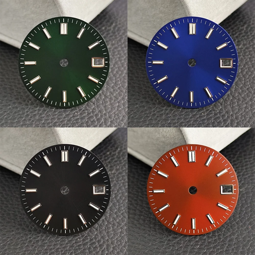 New Arrival 28.5mm Sterile Silver Nail Black Red Watch Dial Faces Fit For NH35A NH35 Movement With Date Window