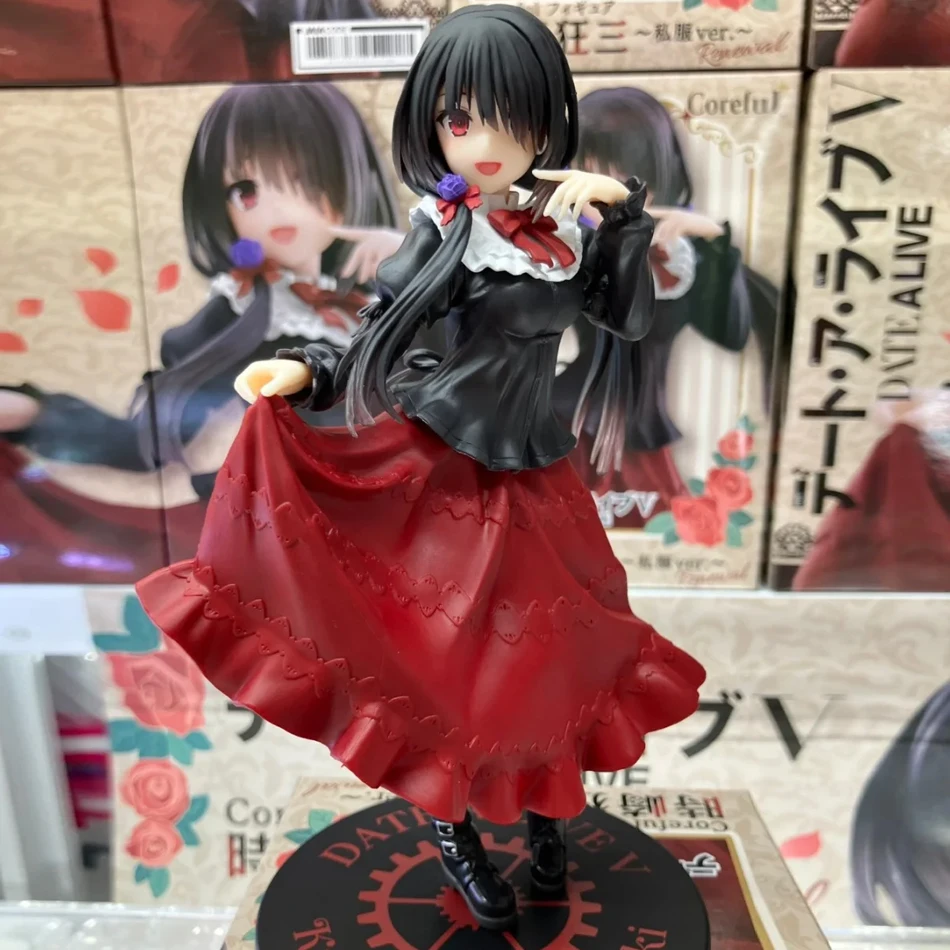 デート・ア・ライブ 時崎狂三 アニメフィギュア キュートガールモデル おもちゃ PVC レッドドレス 着せ替え スタンドモデル 車内装飾品