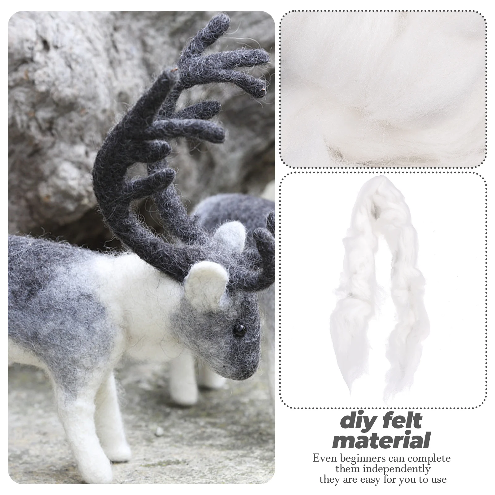 

2pcs Wool Felt Material Kit Needle Felting Handcrafted Crafts Making Set Tools Supplies Kids Adults Wet Felting