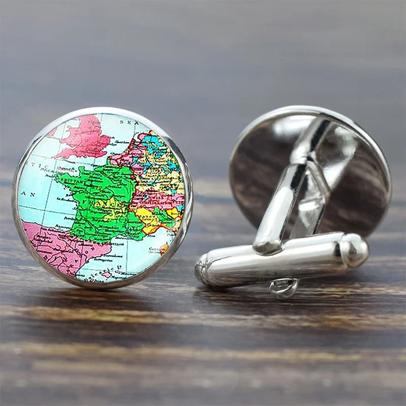 Earth World Map Globe Cufflinks for Mens Cuff Button Americas Europe Map Cuff Links Wedding Cufflinks Men Fashion Jewelry