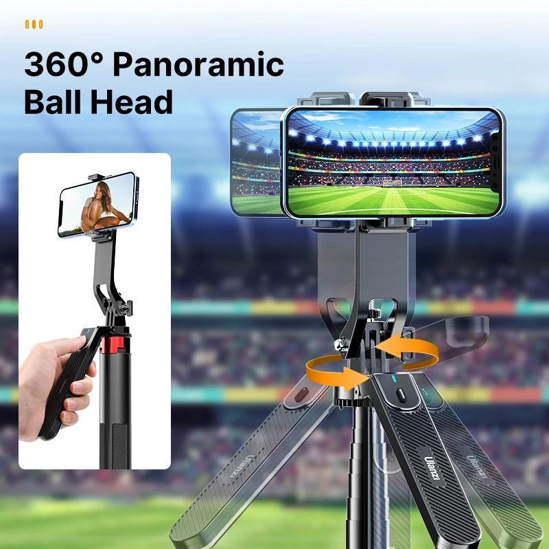 Ulanzi MA09 스마트 폰 삼각대 블루투스 셀카 스틱 데스크탑 삼각대 iPhone 12 13 14 GoPro 카드 카메라 라이브 스트리밍 비디오 썸네일 5