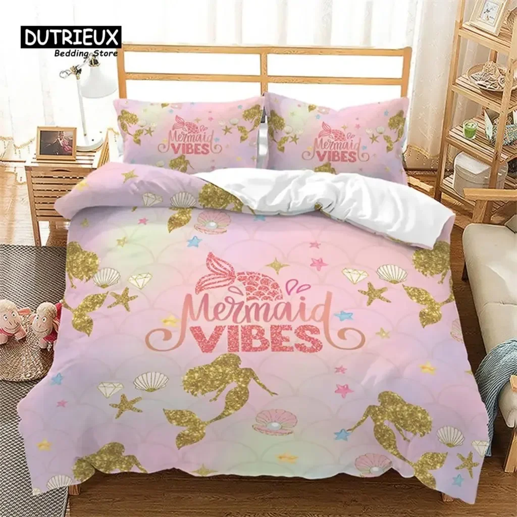 

Cartoon Duvet Cover Mermaid Comforter Cover Microfiber Unicorn Animal Bedding Set King For Kids Girls Teens Kawaii Bedroom Decor