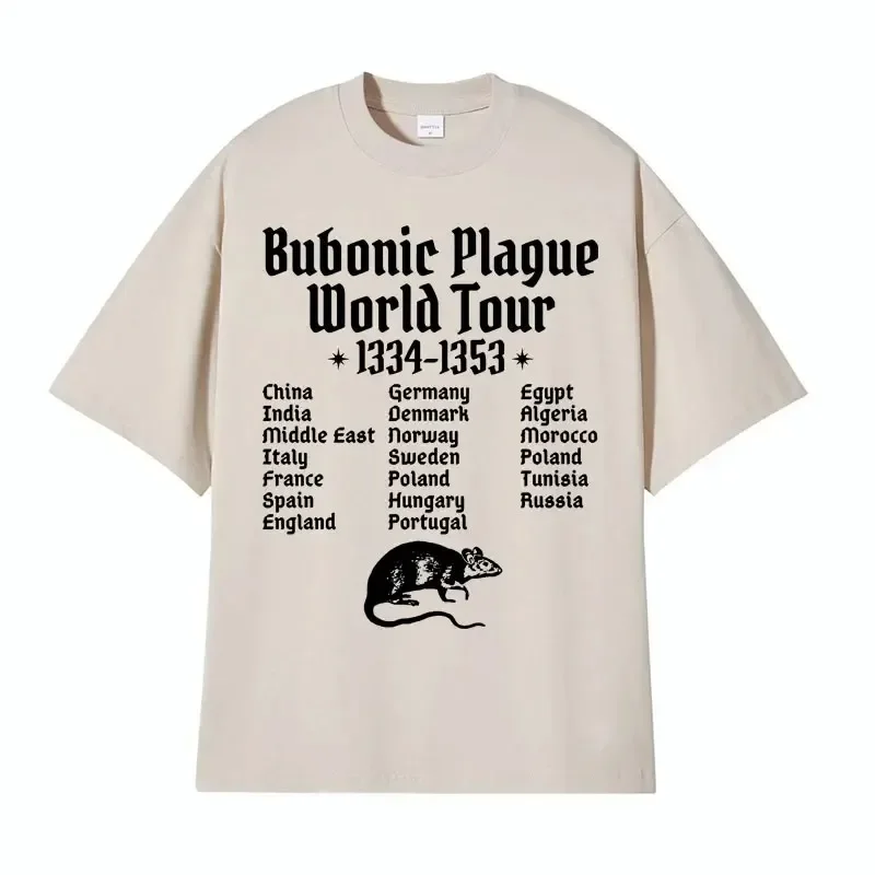 

Bubonic Plague World Tour 2024 T-shirts Men Women's 100% Cotton Funny Meme Gothic T Shirt Male Fashion Vintage Oversized T-shirt