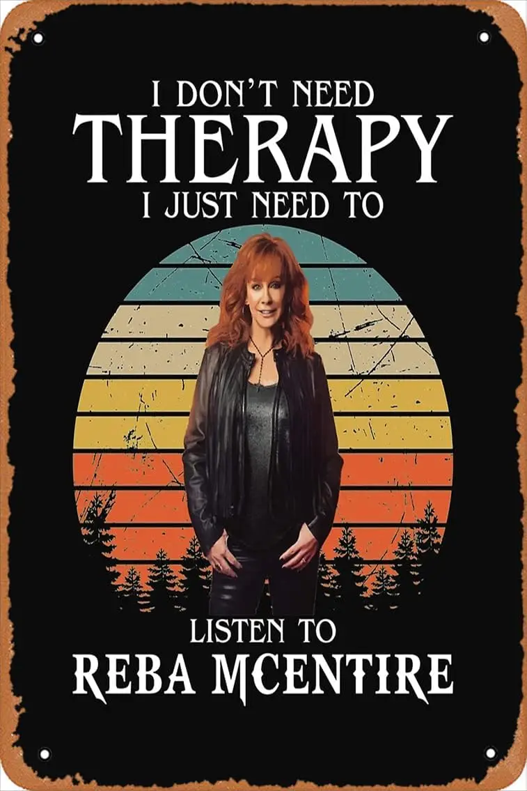 Мне не нужна терапия, мне просто нужно послушать Ребу. Установочный винтажный металлический жестяной винтажный логотип 30,48X20,32 см домашний бар
