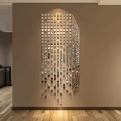 Mosaic Tall Building Acrylic Mirror Wall Stickers, 3D Decoration Background, DIY Home Decor, Livingroom, Bedroom, TV wall decor