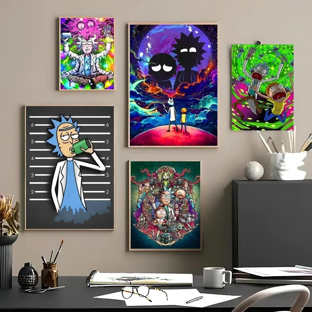 1pc Rick Popular Series Anime Poster Paper Print Home Bedroom Entrance Bar Cafe Art Painting Decoration