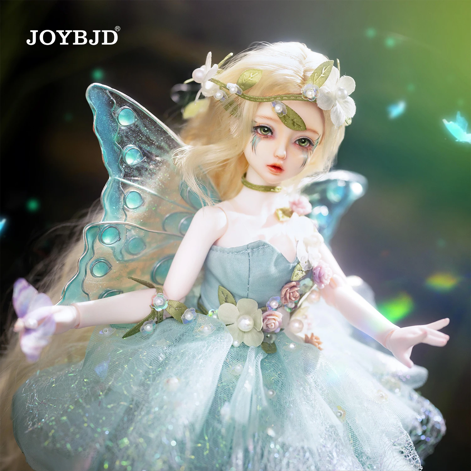 판타지 엔젤 BJD 1/6 파이어플라이 B 풀세트 (날개 포함) 숲의 녹색 요정 마법의 숲 레진 볼 조인트 인형