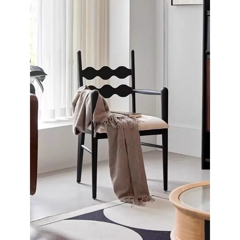 Ash wood simple solid wood soft bag dining chair, single chair balcony leisure chair book chair