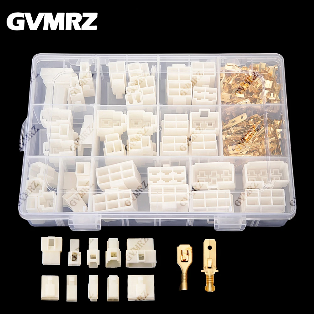 6.3 mm 1‑6Pin Automotive Quick‑Disconnect Connector Kit with Male & Female Housings and Brass Crimp Terminals