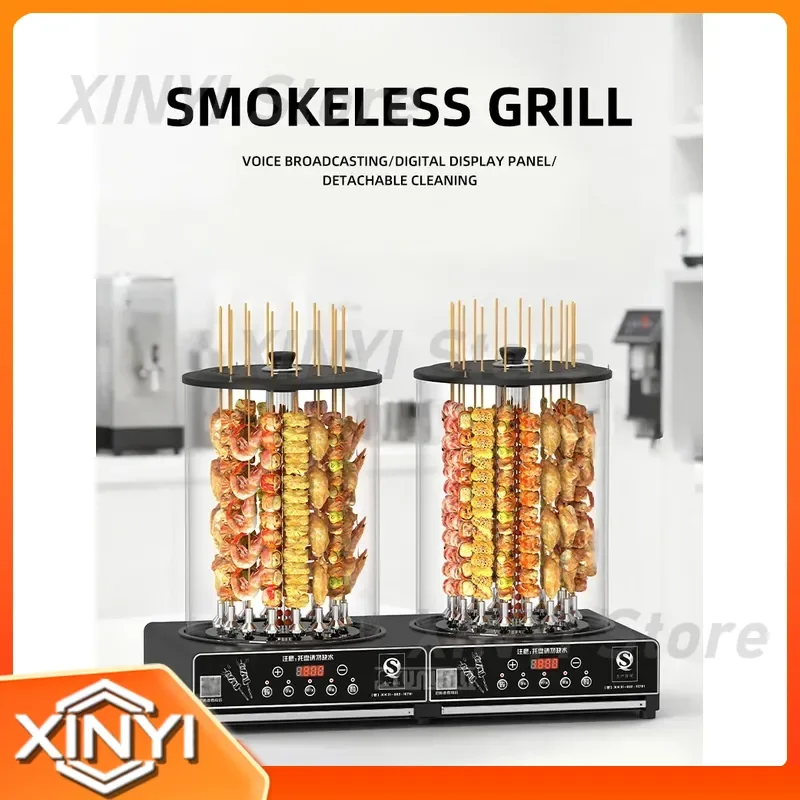 Double Head Lamb Skewer Rotating Electric BBQ Grill Machine for Multifunctional Grill Plate