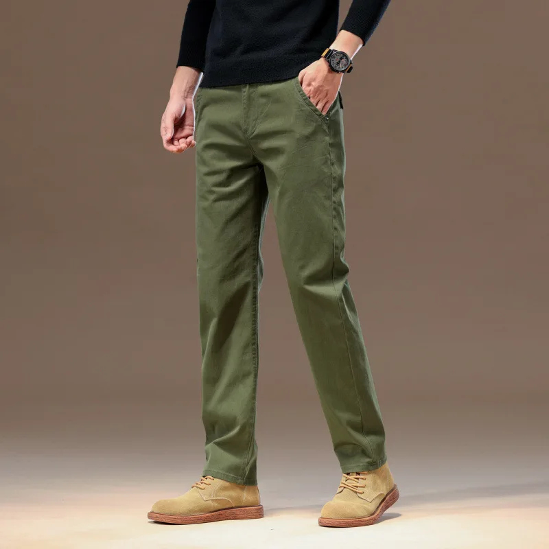 

2024 Pure Cotton Casual Pants Men's Autumn Stylish Simple and Versatile Comfortable Slim Straight Business Long Pants