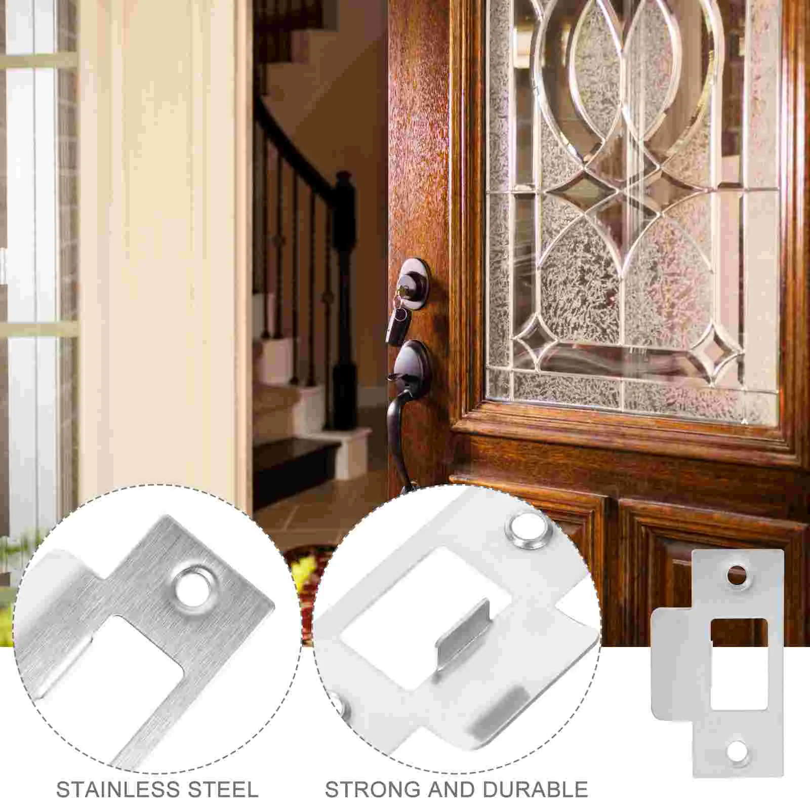 4 Pcs Cam Block Door Security Plate Wall Reinforcement Front Kit Handle Deadbolt Strike Frame Hole Cover Mount