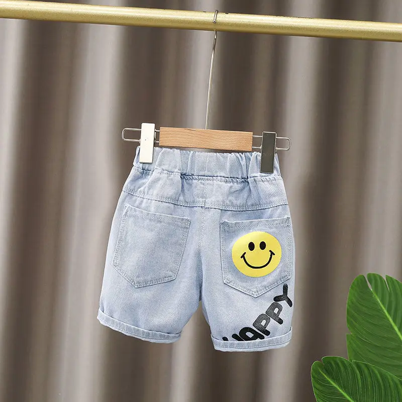 Children Cowboy Summer New Fashion Casual All-match Boys Clothing Cartoon Pattern Printed Korean Version Elastic Waist Shorts