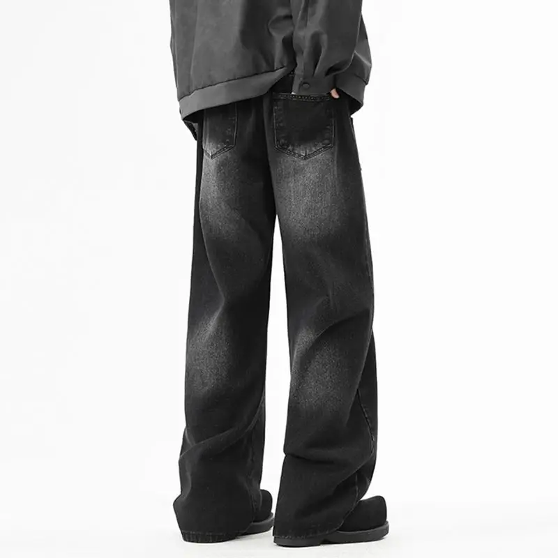 الرجال جينز غير رسمي فضفاض أنماط الربيع والخريف حجم كبير موضة أنبوب مستقيم معلقة الشعور فضفاض الرجعية بنطال ذو قصة أرجل واسعة
