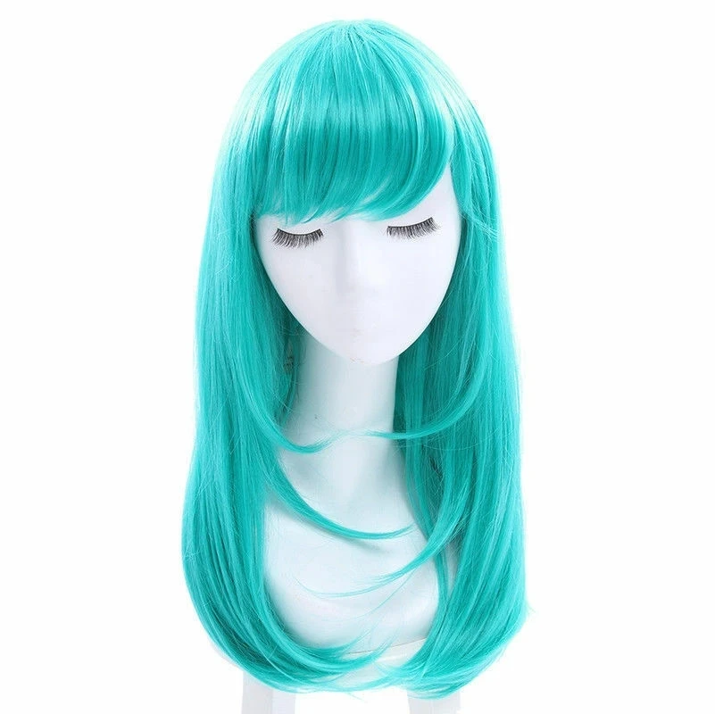 Long Straight Turquoise Wig Halloween Cosplay Wigs High Temperature Fiber Synthetic Hair For Women