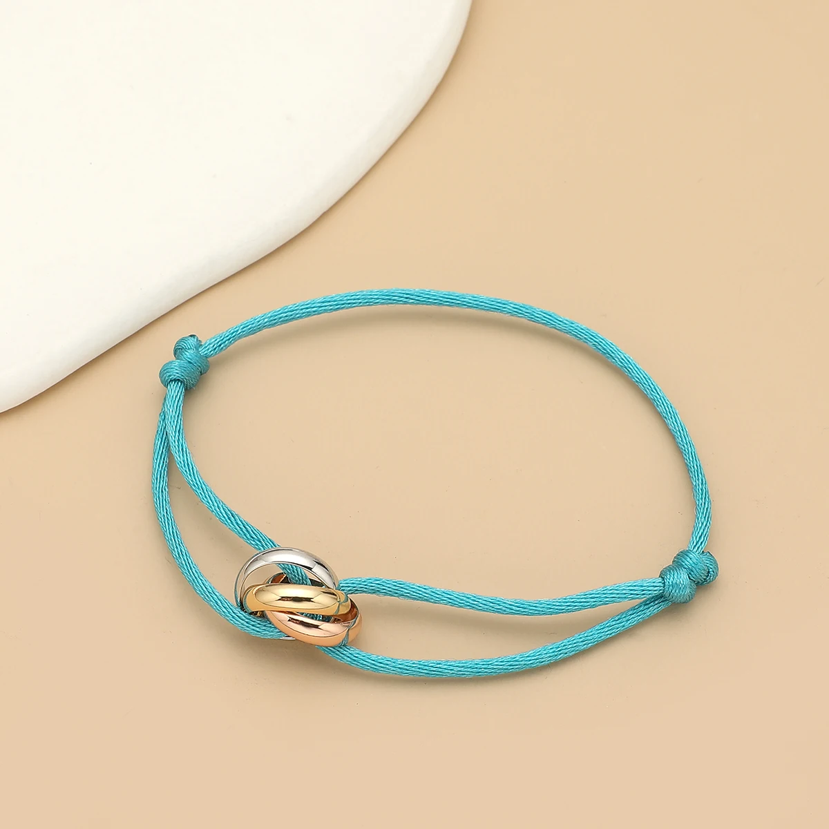 Eenvoudige mode unisex armband 3-metalen ronde cirkel accessoire verstelbare herentouwarmband voor dames sieraden geschenken