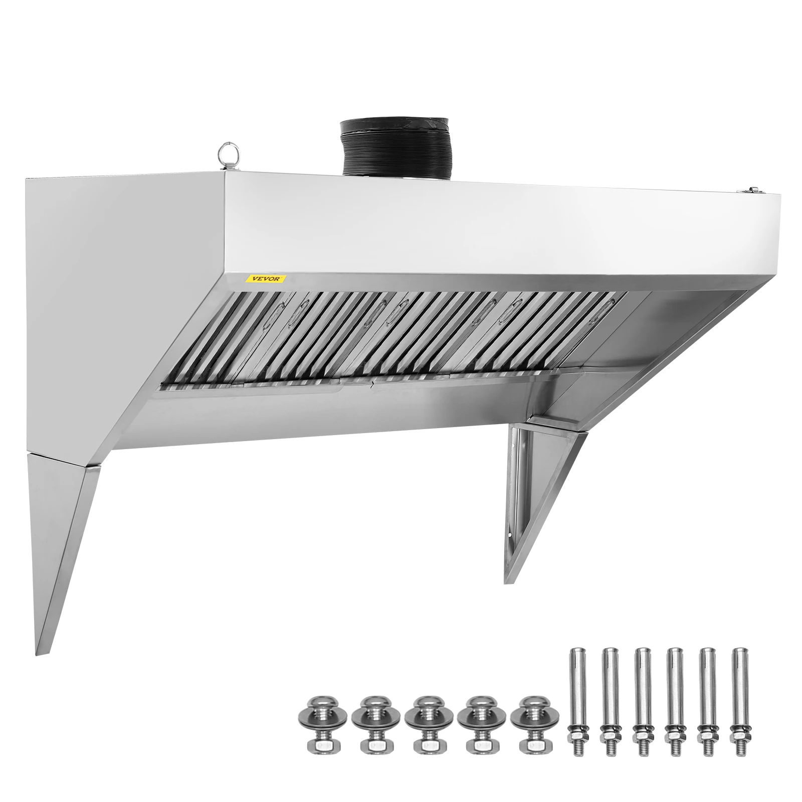 VEVOR Commercial Exhaust Hood, 8FT Food Truck Hood Exhaust, 201 Stainless Steel Trailer Hood w/4 Detachable U-shaped Filter Mesh