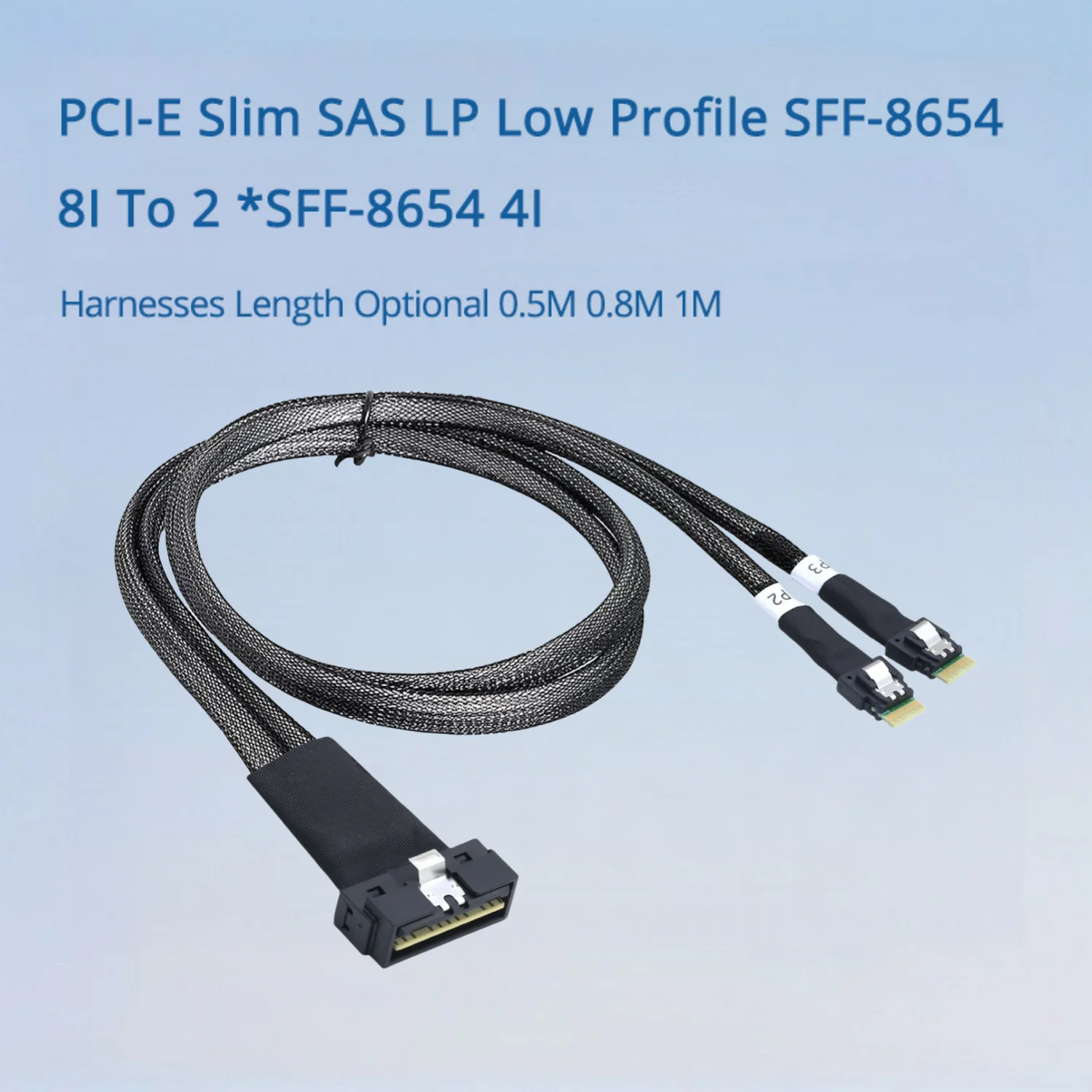 PCI-E Slim SAS LP Low Profile SFF-8654 8I To 2 *SFF-8654 4I Harnesses Length Optional 0.5M 0.8M 1M