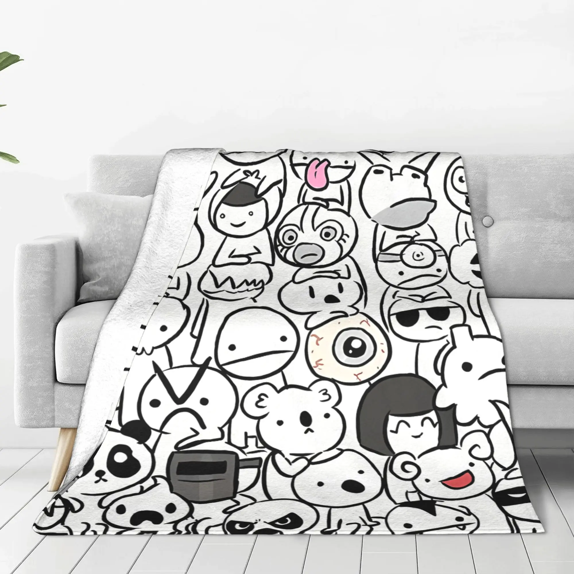 1PC Home Cutecore Blocky Cartoon Character  BattleBlock Theater Blanket Super Cosy Plush Home Living Room Sofa Halloween