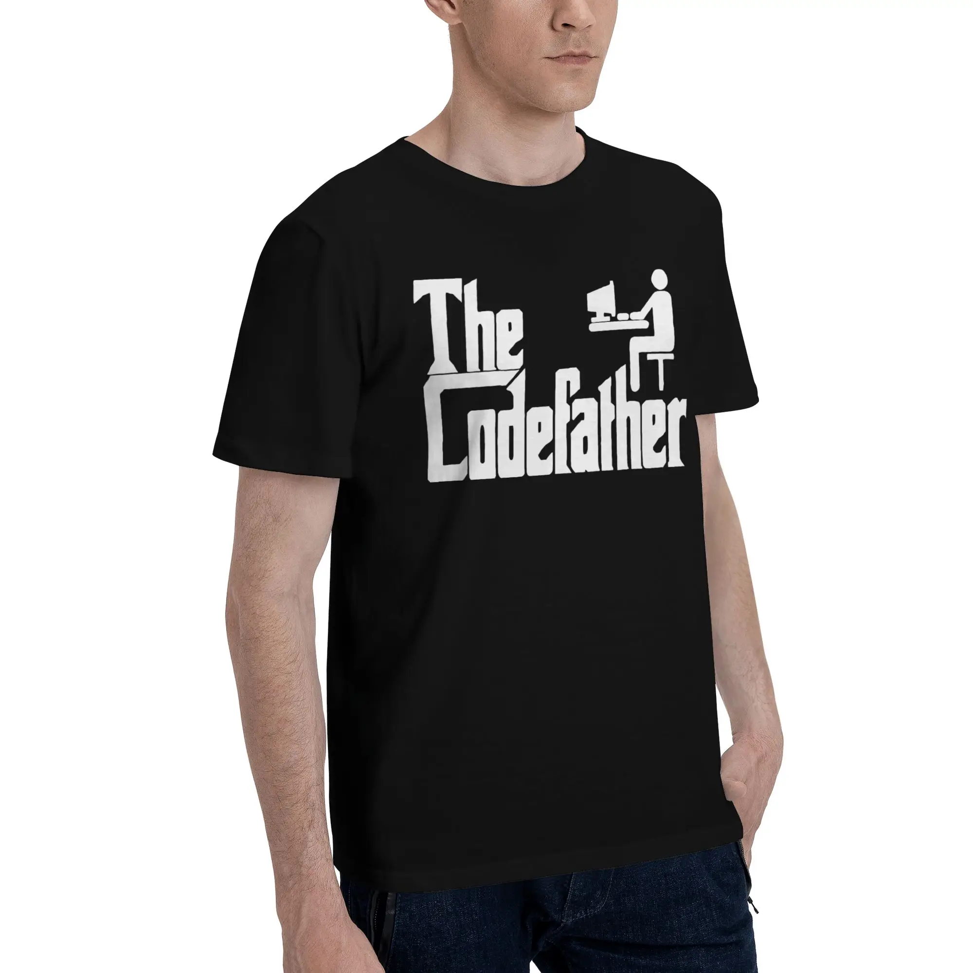 Men's Programmer Codefather T Shirt Programming Geek Pure Cotton Clothing Novelty Short Sleeve Crew Neck Tees Gift T-Shirt