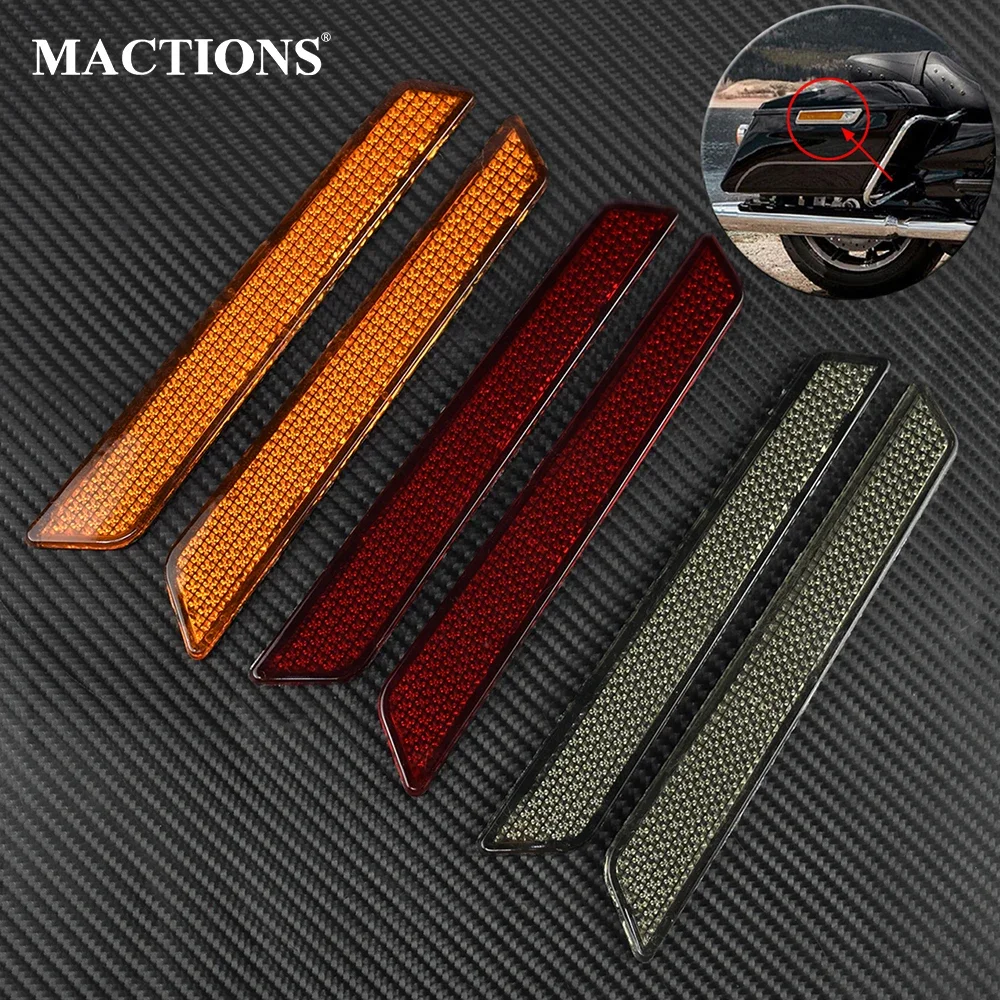 2Pcs Motorcycle Saddlebag Guard Reflector Cover ABS Plastic For Harley Touring Street Glide Road King FLT/FLHT 2014-2018