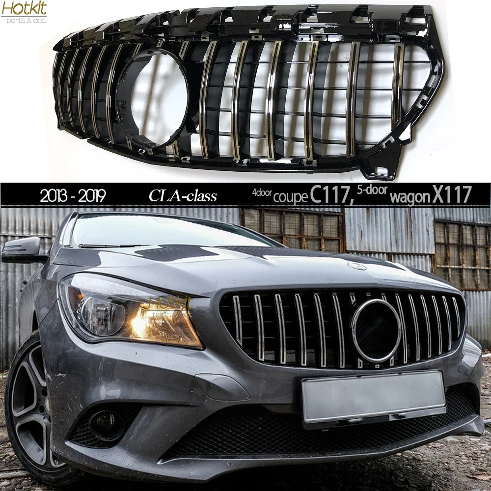 

Panamericana Type, черная, серебристая решетка переднего бампера, сменная решетка радиатора для Mercedes C117 X117 W117 CLA Class 2013-2019