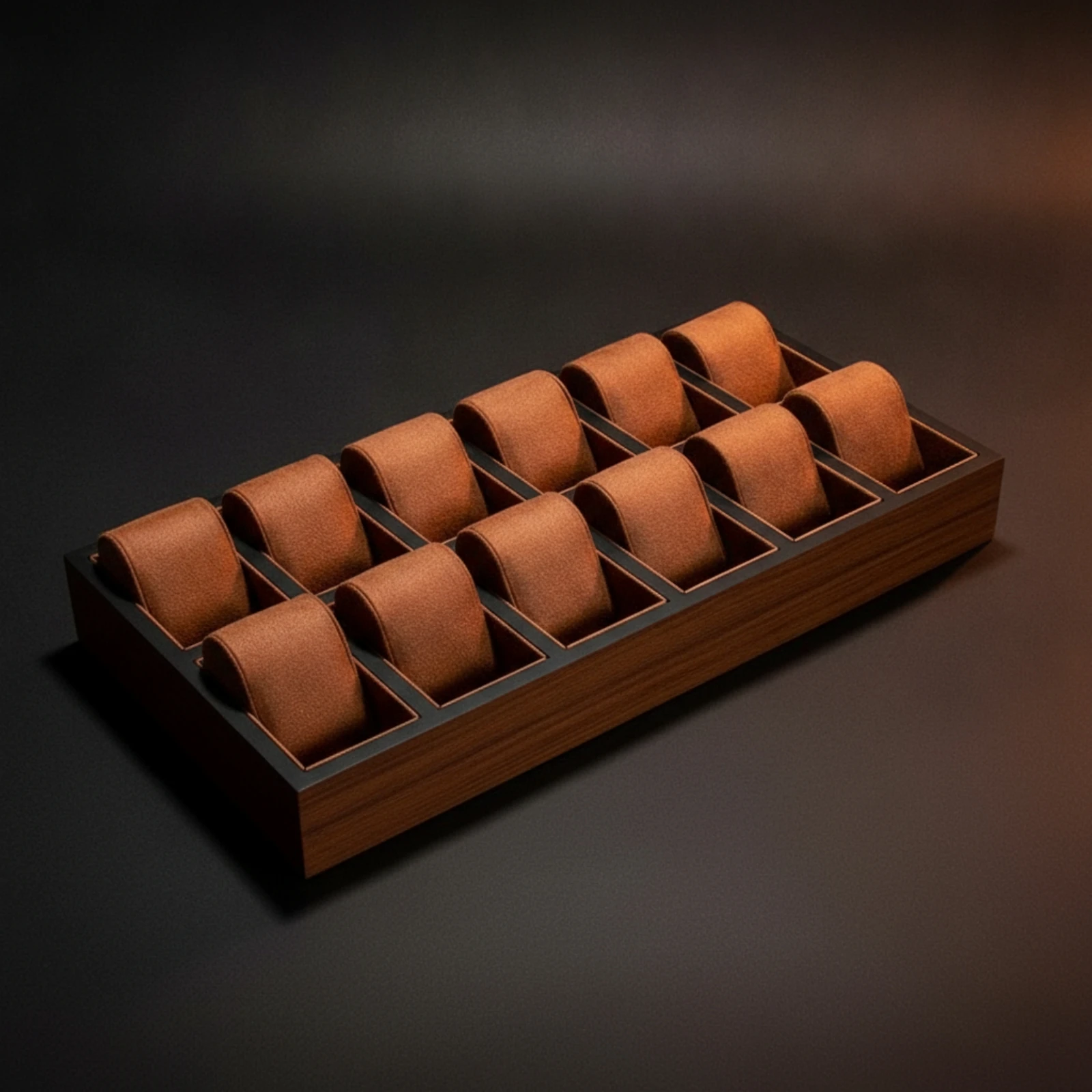 Watch Tray with Suede Inserts Divided Watch Display Tray Scratch-Resistant Non-Slip for Collectors, Dressers, Retail Displays