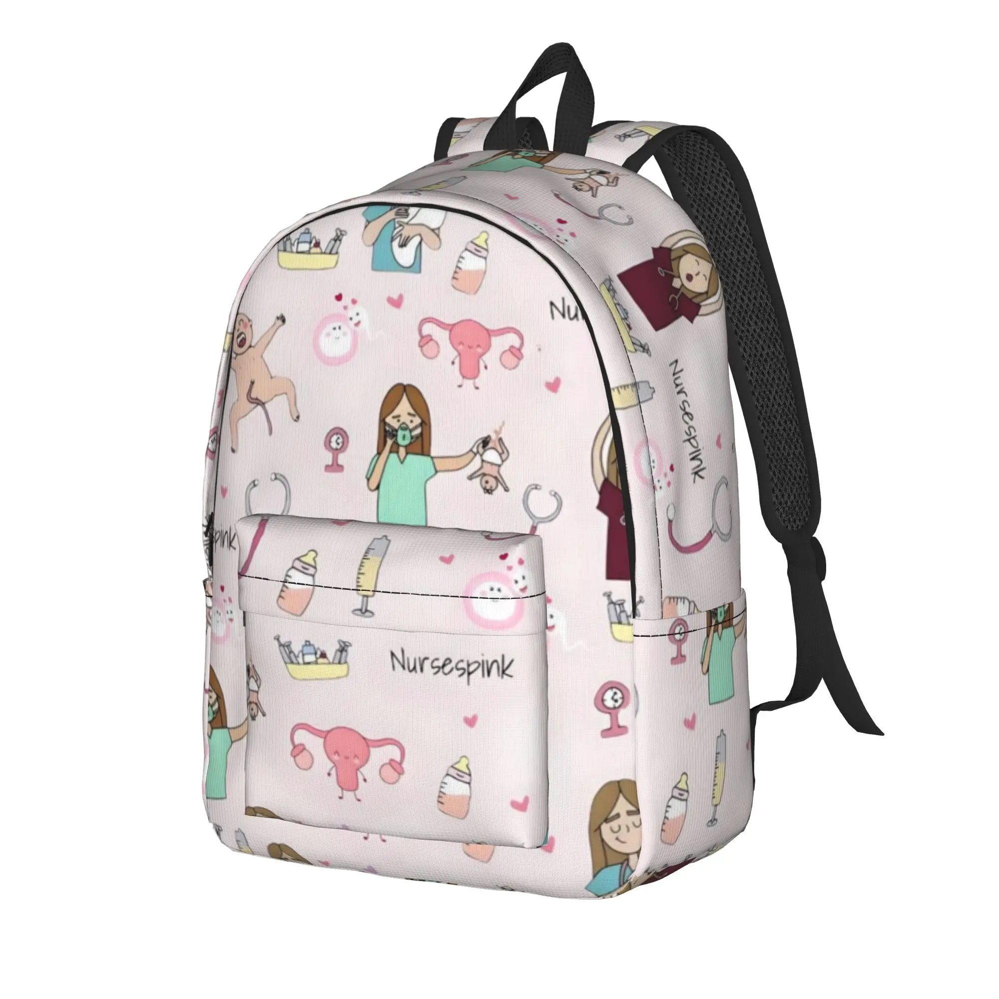 Enfermera En Apuros Doctor Nurse Medical Backpack  Youth Polyester Travel Backpacks Print Kawaii High School Bags Rucksack